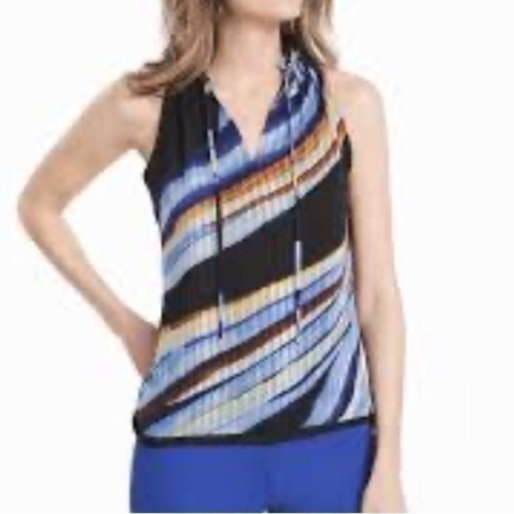 White House black market blue black blouse